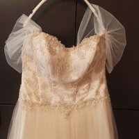 Продавам сватбена рокля - цвят екрю, снимка 4 - Рокли - 36842908