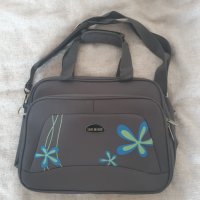 Сива чанта с къси дръжки и дръжка за през рамо, снимка 1 - Чанти - 35059225
