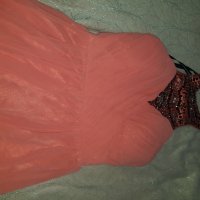 Официална дамска рокля цвят корал, нова марка Little Mistress London,размер uk 10,EU 38, снимка 1 - Рокли - 39392531