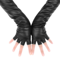 Дълги кожени  нови ръкавици без пръсти  50 см, M,L, снимка 4 - Ръкавици - 44802650