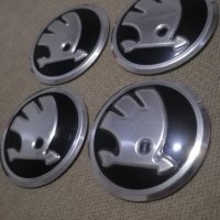 Сив хром релефни кръгли метални стикери за централна капачка на джанта Шкода Skoda, снимка 4 - Аксесоари и консумативи - 33782170