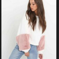 Разпродажба  Нова бяла блузка с розово, снимка 1 - Блузи с дълъг ръкав и пуловери - 35175675