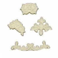 4 бр пластмасови печата печати орнаменти мотиви цветя с релеф украса декор за сладки фондан печат , снимка 3 - Форми - 35291032