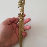 Античен китайски месингов нож за писма-рядък и уникален, снимка 14 - Антикварни и старинни предмети - 33753241