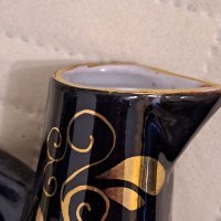 Порцеланова ваза черен кобалт и позлата, снимка 4 - Антикварни и старинни предмети - 38528152