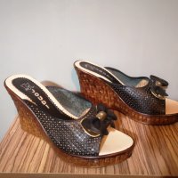 Нови естествена кожа летни чехли на платформа 39 40 номер кожени летни обувки, снимка 2 - Чехли - 29184679