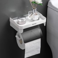Пластмасова поставка за тоалетна хартия и телефон монтиране на стената, без пробиване, снимка 1 - Други - 33939046
