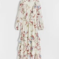 Разкошна нова дълга елегантна рокля флорален десен нежни цветя волани къдри феерична вълнообразна , снимка 3 - Рокли - 42183885