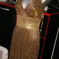 Нова бутикова официална златиста дълга рокля, снимка 1 - Рокли - 35373986