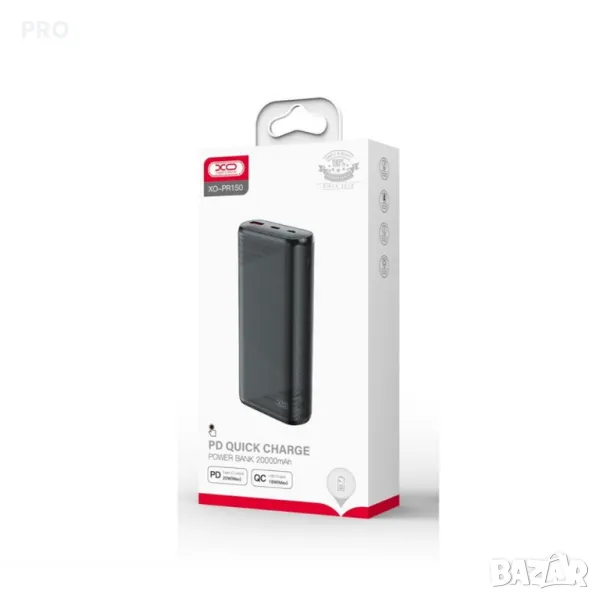 XO Power bank PR150 20000mAh QC18W - PD 20W черен, снимка 1