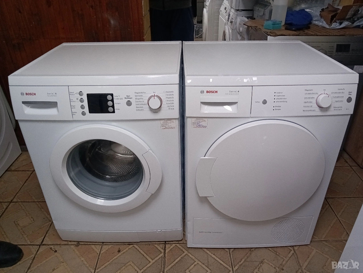 Комплект пералня и сушилня с термопомпа Бош Bosch Serie 4 Made in Germany 2 години гаранция!, снимка 1