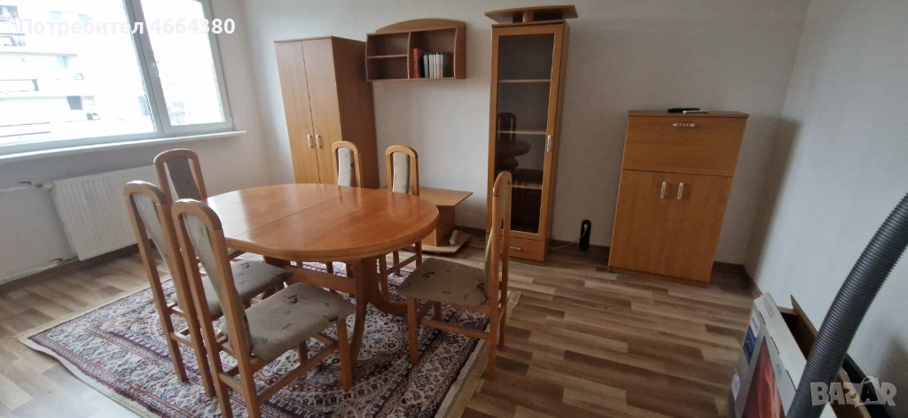 Kомплект масивна разтегателна маса с 6 стола, снимка 1