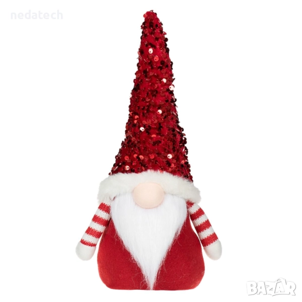 Гном с червена шапка с пайети, 31 см, снимка 1