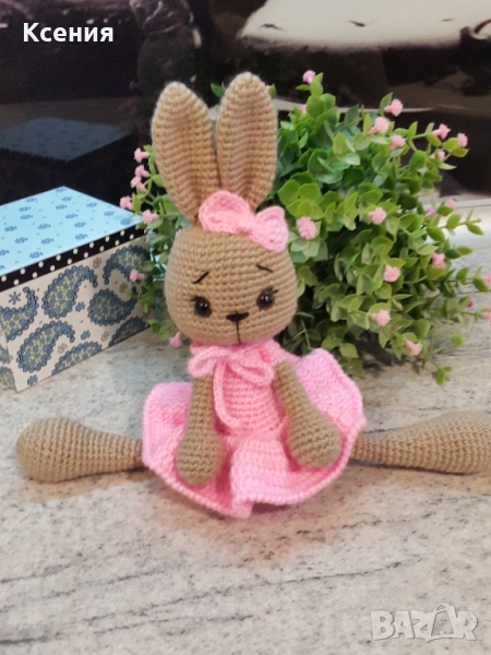 Плетена играчка Зайче-балерина, ръчно изработени,прекрасен подарък, снимка 1