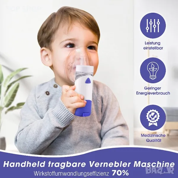 Инхалатор Небулизатор с мундщук и маска за деца и възрастни,, снимка 1