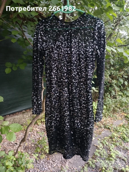 Официална черна рокля с пайети , снимка 1