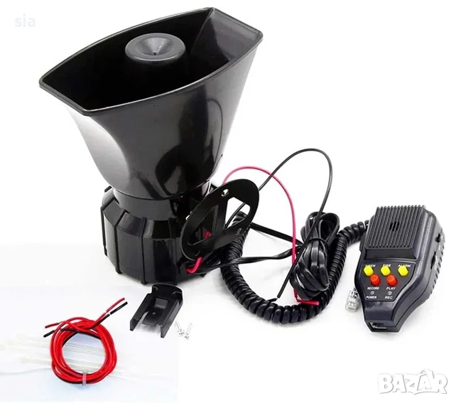 Сирена с микрофон и запис, 100W, 12V, снимка 1