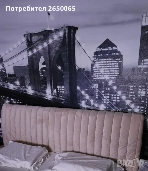 Калъф за табла за спалня "Капучино беж" плюш лукс 150/160см. , снимка 1