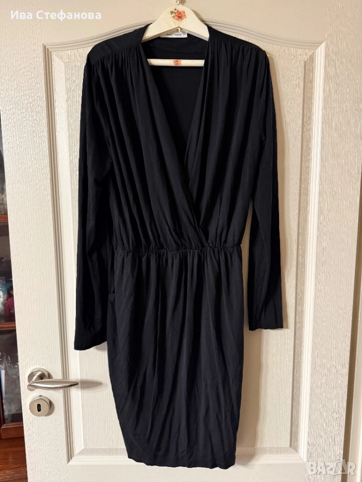 Samsøe Samsøe черна изчистена класическа офис стил еластична елегантна рокля , снимка 1