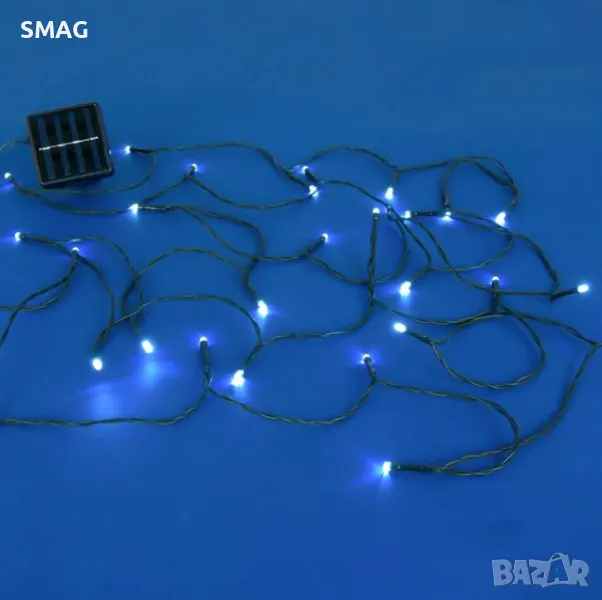 60 вътрешни-външни слънчеви LED светлини Програма 10,3 м - Студено бяло S_1170165, снимка 1