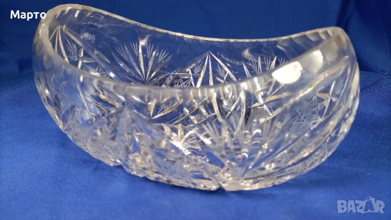 Кристална фруктиера, бонбониера, масивна, гондола, снимка 1