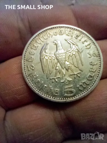 5 марки 1936 Германия сребро, снимка 1
