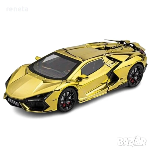 Кола Lamborghini, С дим, Метална, 1:24 мащаб, Звук и светлина, Златиста, Без кутия, снимка 1