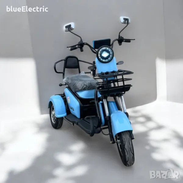 Двуместна електрическа триколка blueElectric Pudding 1800W | 48V | 23Ah | BABY BLUE, снимка 1
