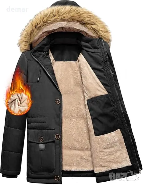 Мъжко зимно палто FemiChic: яке от полар с топла и сваляща се качулка, снимка 1