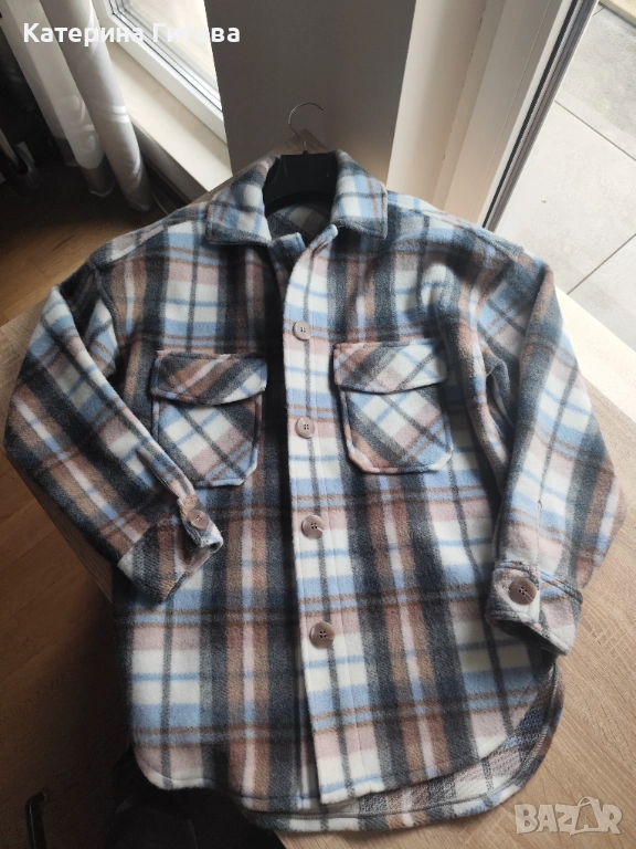 Карирано палто тип риза Pepco, снимка 1