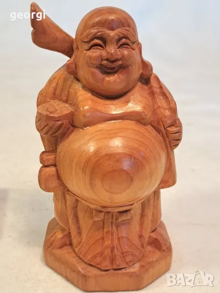 дървена фигурка Щастливия буда  23/1, снимка 1