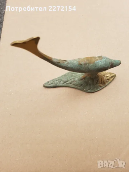 Бронзова пластика статуетка фигурка делфин, снимка 1