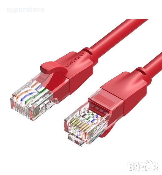 Кабел за Лан мрежа 1м Екраниран Vention IBERF LAN UTP CAT-6 Червен, снимка 1