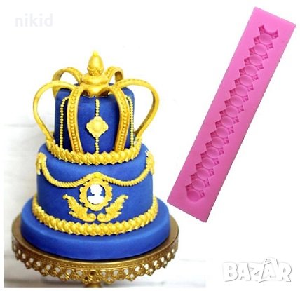 овално назъбена лента борд кант форма силиконов молд за фондан украса торта декорация мъфини, снимка 1