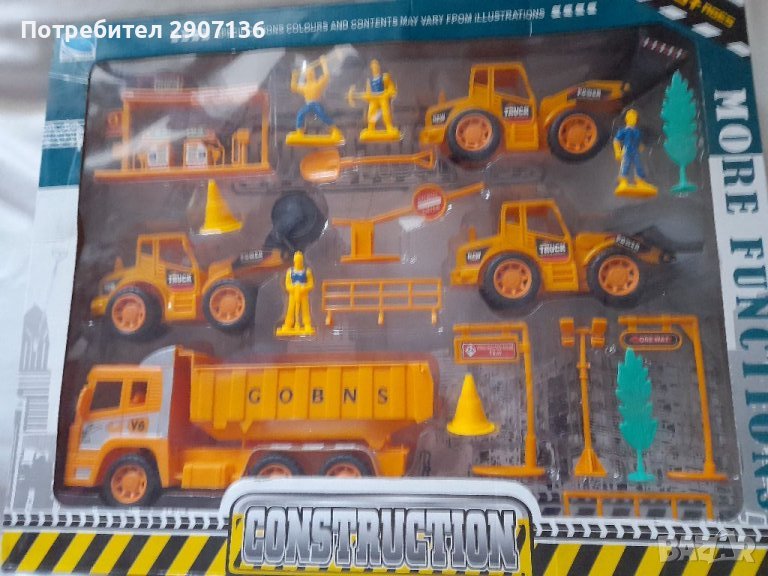 Строителна площадка-  комплект строителни машини-  багер,валяк,самосвал,работници, снимка 1
