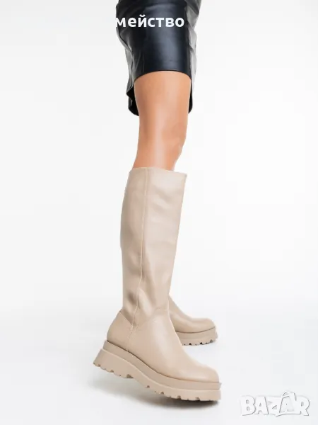 ПРОМО ЦЕНА ! Дамски ластични ботуши в бежаво , снимка 1