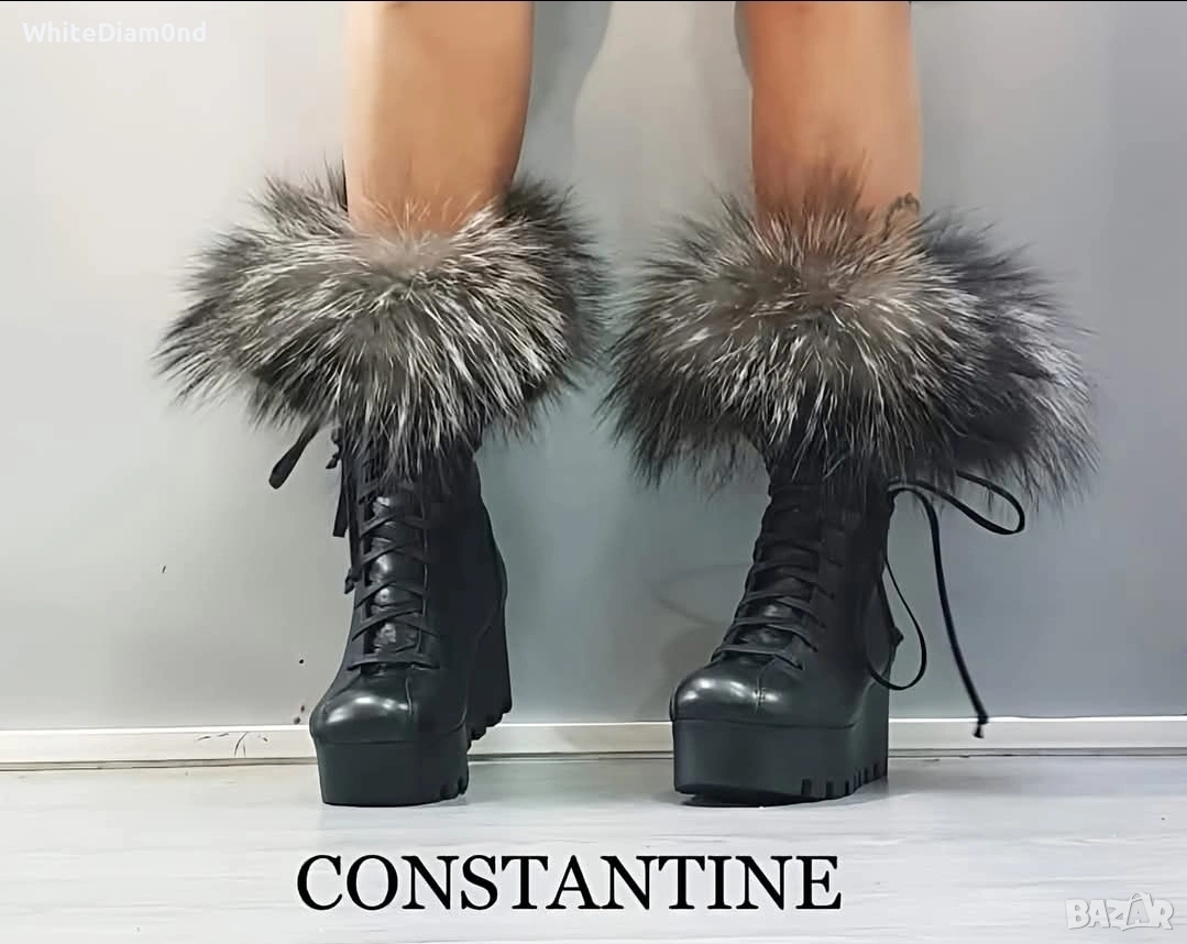 Дамски боти Constantine's с естествена кожа и косъм номер 37, снимка 1