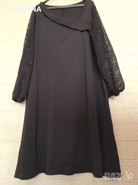 НОВА СТРАХОТНА РОКЛЯ РЪКАВИ ДАНТЕЛА 3XL-4XL, снимка 1