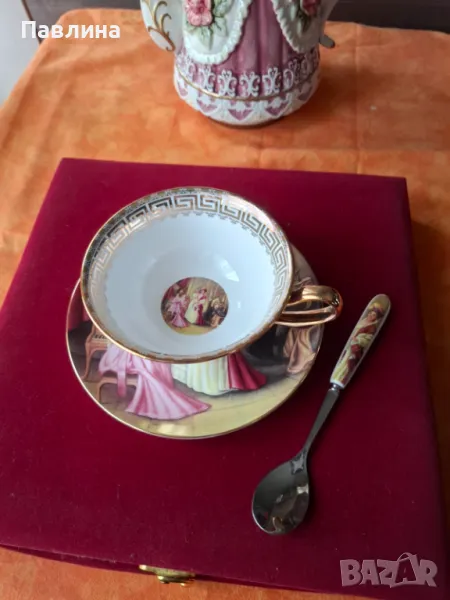 Порцеланова чаша и лъжичка, снимка 1