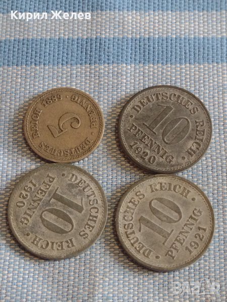 Четири монети 5 пфенинг 1889г. / 10 пфенинг 1920/21г. Германия за КОЛЕКЦИОНЕРИ 31554, снимка 1