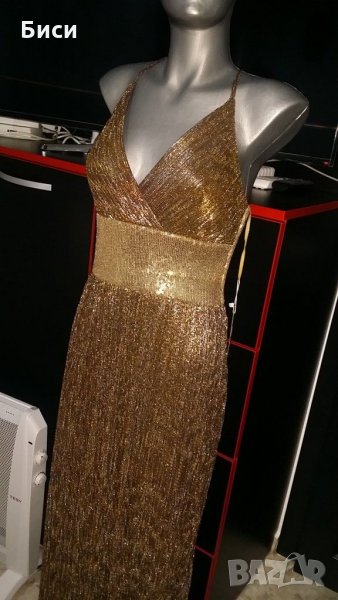 Нова бутикова официална златиста дълга рокля, снимка 1