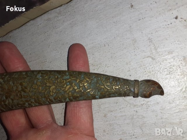 Стара османска кама нож златна калиграфия чеканка, снимка 4 - Антикварни и старинни предмети - 38274735