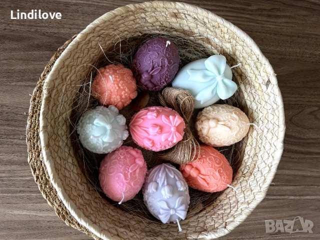 Ръчно изработена соева свещ великденско яйце, снимка 4 - Декорация за дома - 53898642