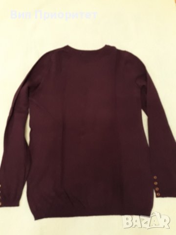 Тъмно лилава фино плетиво блуза по врата с дълъг ръкав, много приятна и мека материя, снимка 6 - Блузи с дълъг ръкав и пуловери - 37455773