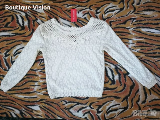 Ново! Бяла блуза с красива бродерия и камъни, снимка 3 - Блузи с дълъг ръкав и пуловери - 31938962