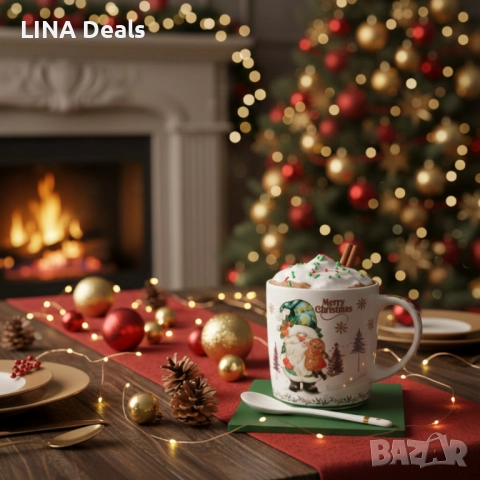 Празничен комплект чаша + лъжичка в луксозна кутия – Merry Christmas