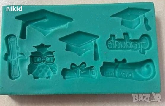 Диплома Дипломиране бухал завършване Тога силиконов молд декор украса торта фондан мъфини гипс пита, снимка 3 - Форми - 36788002
