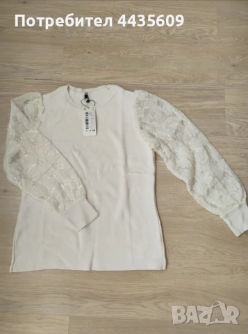 Дамска блуза с ръкави от тюл, снимка 2 - Блузи с дълъг ръкав и пуловери - 53122212