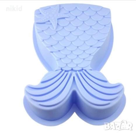 Гигант Рибена опашка русалка силиконов молд форма за кекс десерт сладкиш торта релефна 