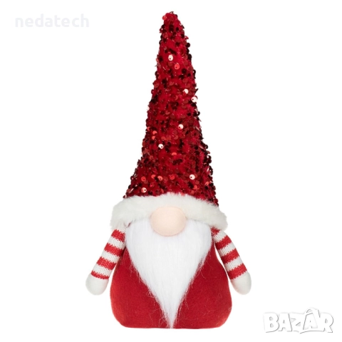 Гном с червена шапка с пайети, 31 см